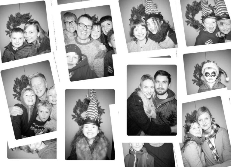 Black and white photo booth prints at a wedding in Edinburgh